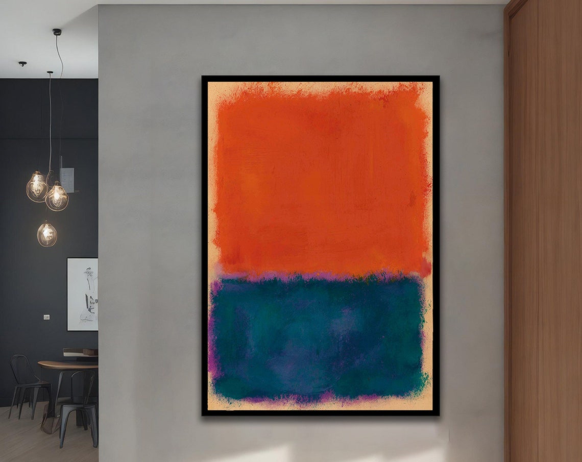 Burnt Orange Deep Teal Color Field Abstract Rothko Style Art Poster