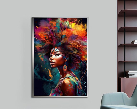Colourful African Woman Painting Modern Natural Live Wall Art For Your Home And Office Decoration Ideas With Different Frame Options