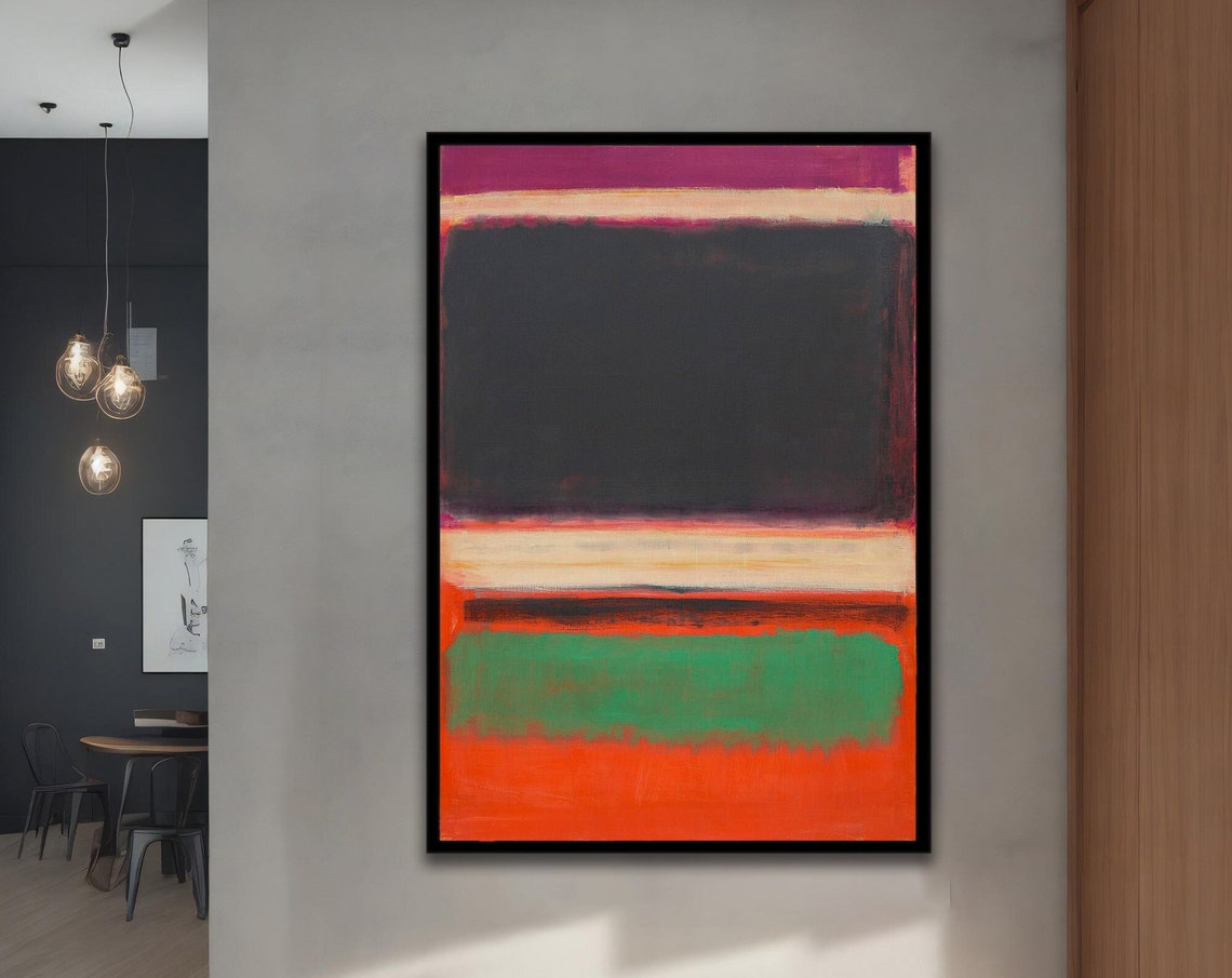 Magenta Black Cream Green Color Field Abstract Rothko Style Art Poster