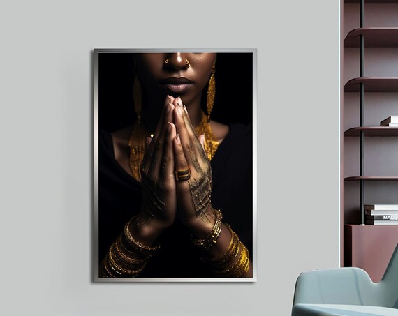 Gold African Woman Painting Wall Art For Your Home And Office Modern Natural Vivid Decor Ideas With Different Frame Options