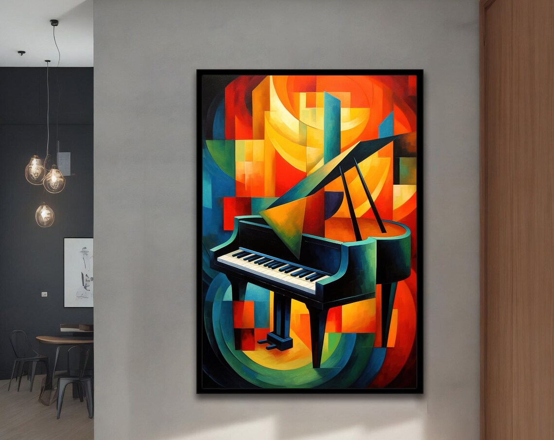 Cubist Grand Piano Colorful Geometric Abstract Music Art Piano Poster