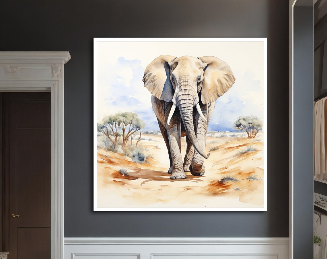 Elephant Painting Art Print, Animal Wall Art