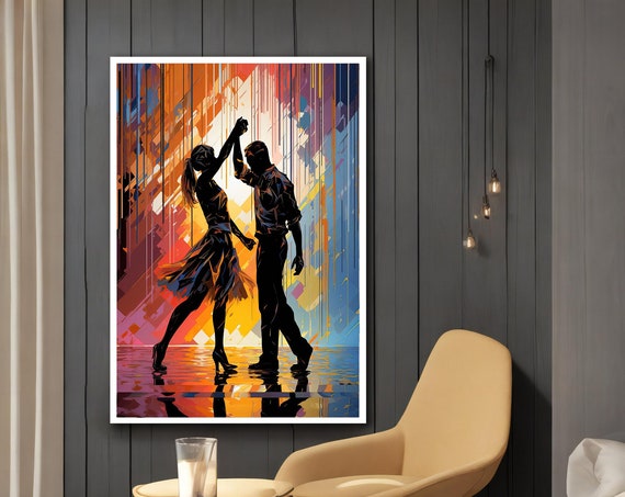 Colorful Dancing Couple Painting Abstract Dance Poster With Different Frame Options For Your Home And Office Modern Decor Ideas