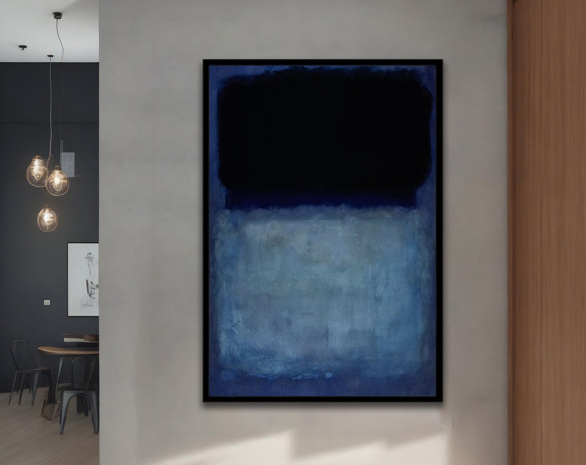 Mark Rothko Style Navy Blue Abstract Color Field Minimal Modern Poster