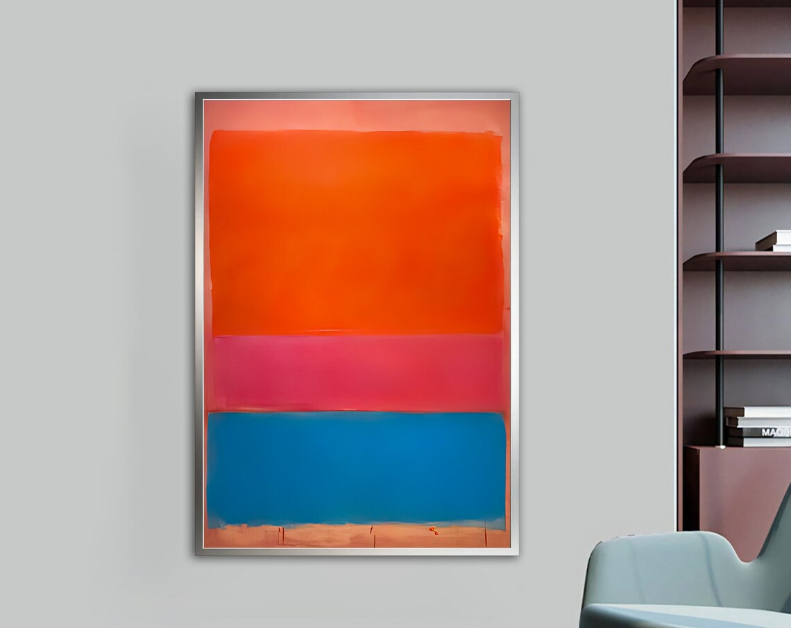 Mark Rothko Orange Pink Blue Abstract Colorful Mixed Framed Wall Art For Your Home And Office Modern Minimal Art