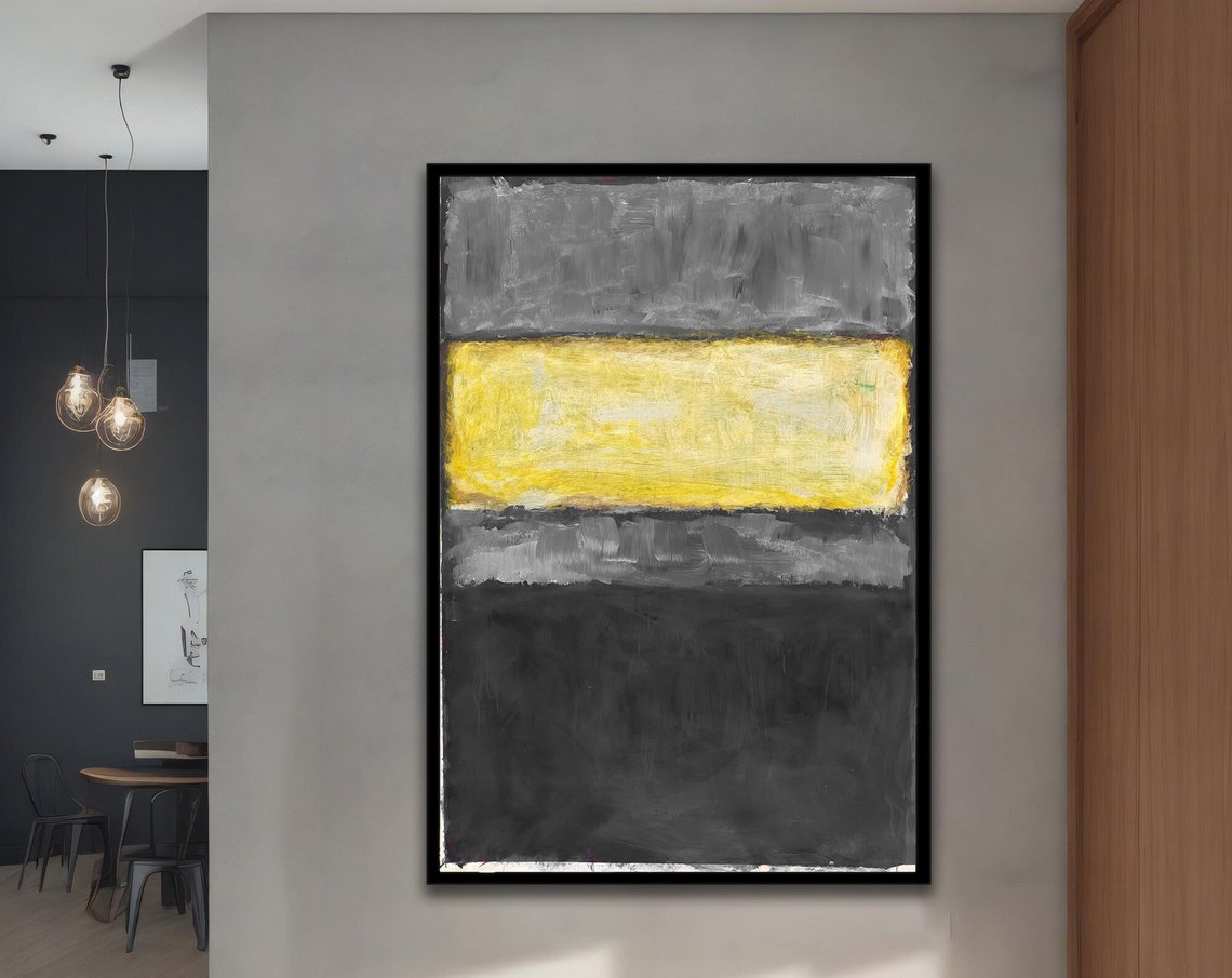 Mark Rothko Style Grey Yellow Black Minimalist Color Block Print
