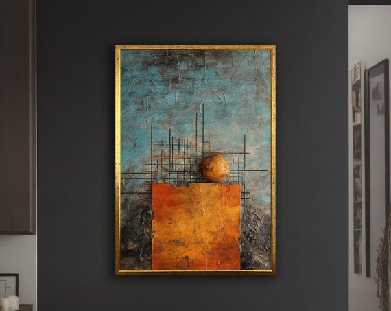 Orange Abstract Painting, Modern Wall Art Print
