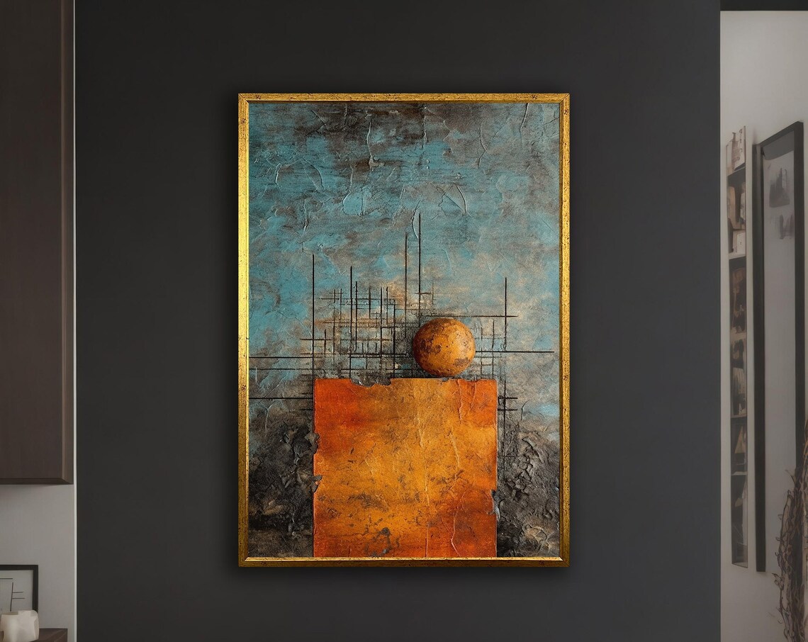 Orange Abstract Painting, Modern Wall Art Print