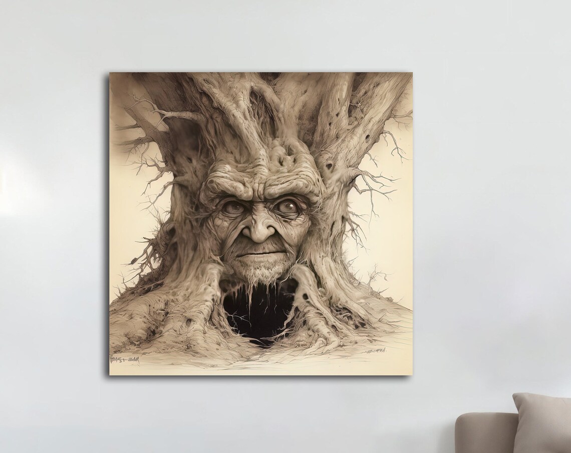 Tree With A Human Face Painting Wall Art Art Modern Decor Ideas For Your Home And Office With Different Frame Options