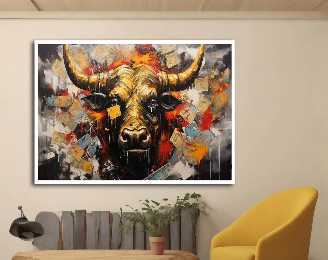 Bull Portrait Prints Wall Art Matador Bull Fighting Animal Poster Farmer Art Colorful Bull Highland Cow Big Bull Art - Image 5