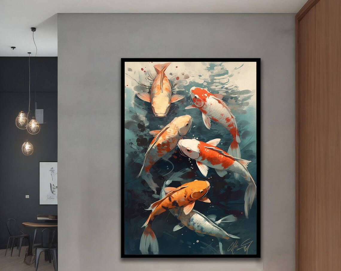 Fishes Painting Floating Fish Animal Art With Different Frame Options For Your Home And Office Modern Decor Ideas