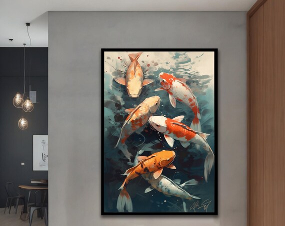Fishes Painting Floating Fish Animal Art With Different Frame Options For Your Home And Office Modern Decor Ideas