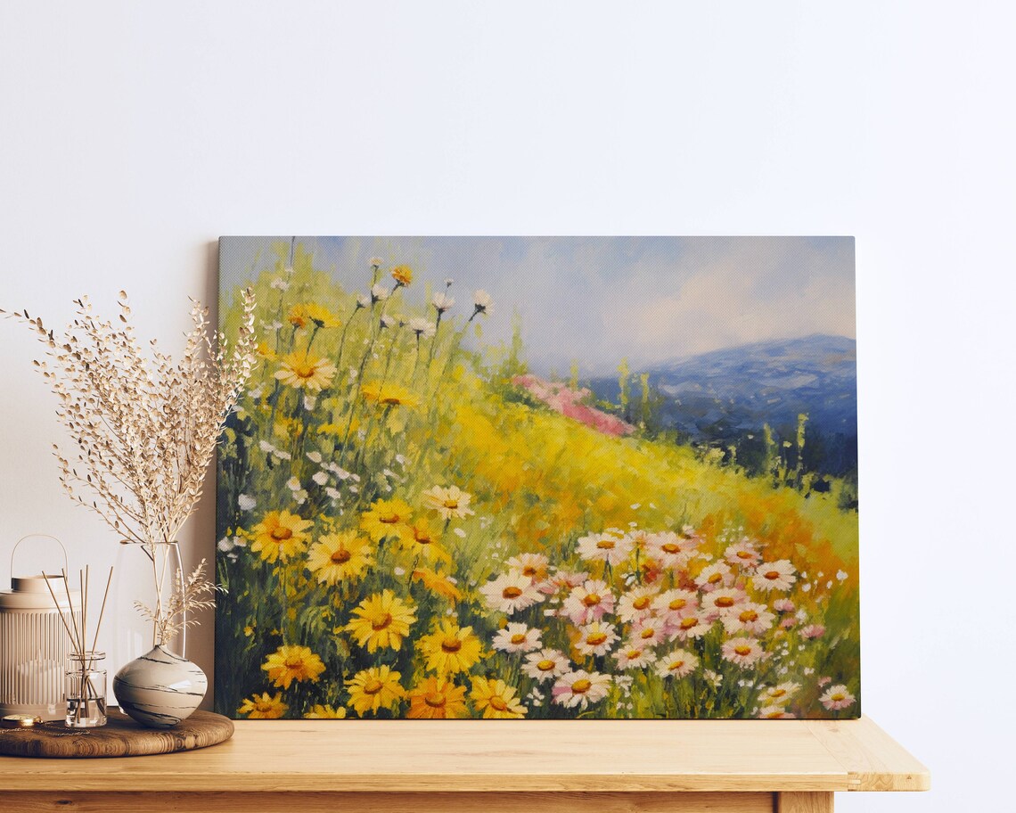 Wildflower Meadow Daisies Impressionist Summer Landscape Poster