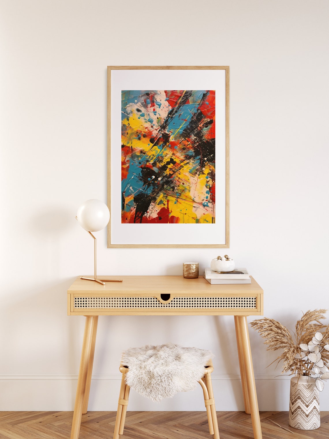Bold Abstract Expressionist Splashes In Red Yellow Blue Art Poster - Image 3
