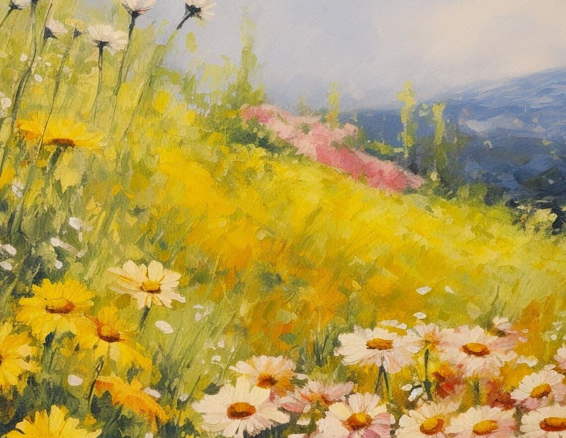 Wildflower Meadow Daisies Impressionist Summer Landscape Poster - Image 3