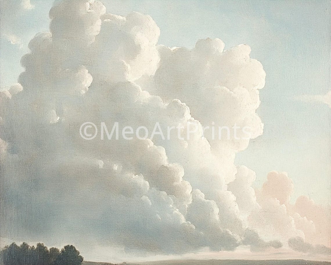 Ethereal Cumulus Cloudscape Romantic Sky Oil Painting Poster - Image 2