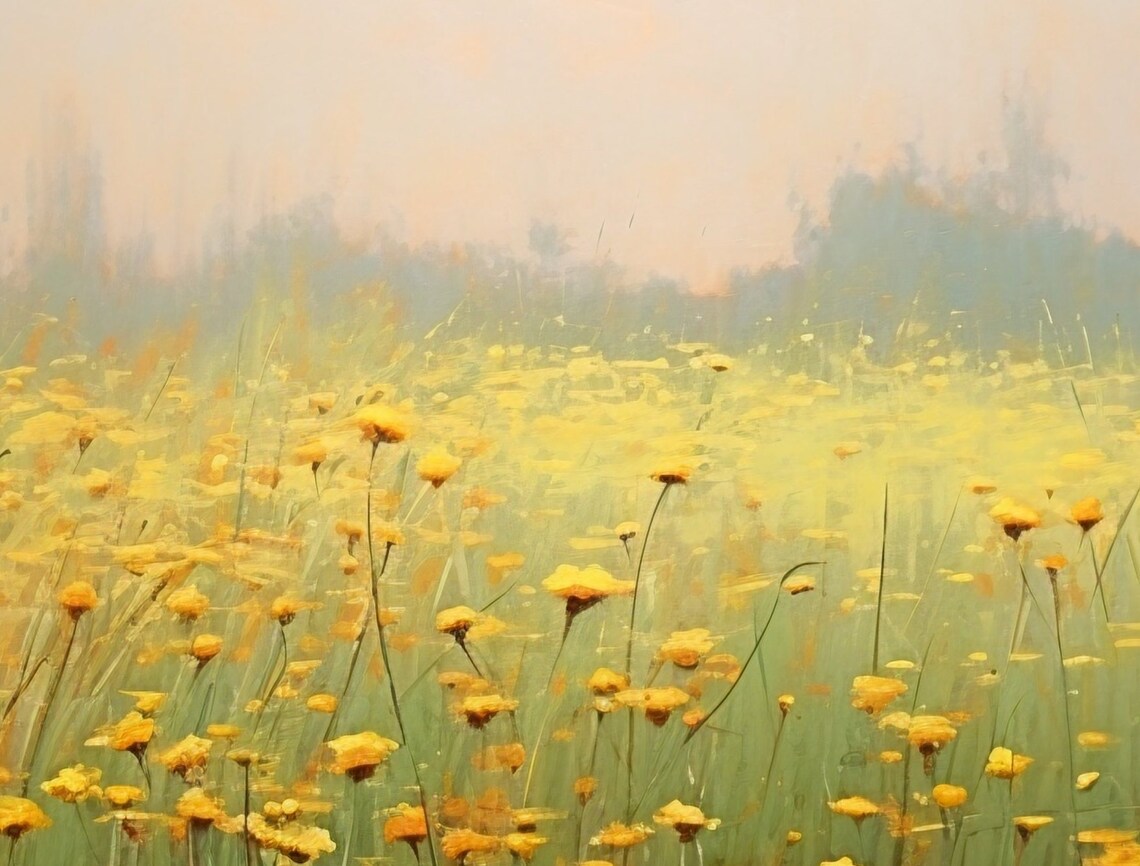 Misty Yellow Field, Ginner Inspired Naturecore - Image 3