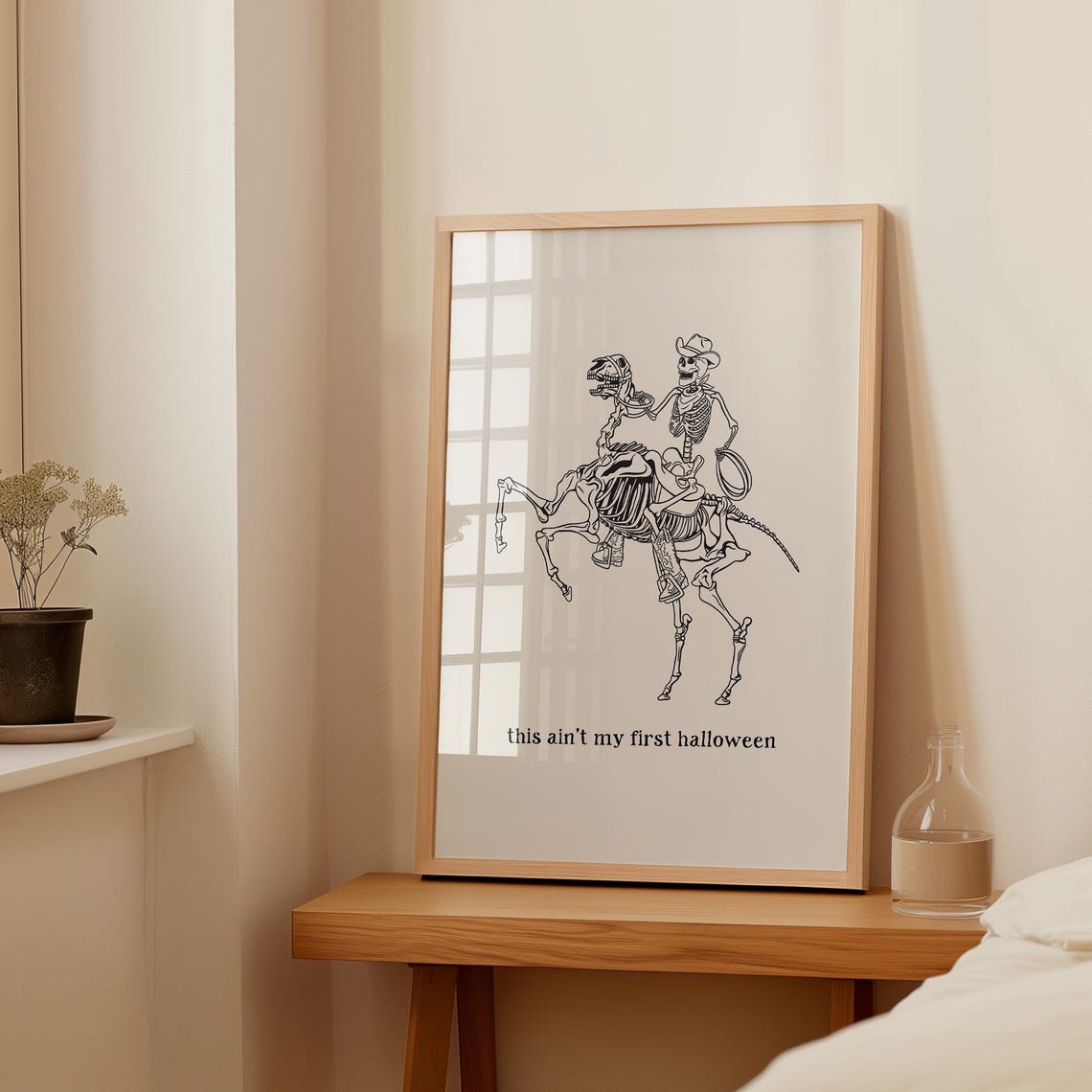This Is Not My First Halloween Cowboy Skeleton Western Horse Poster - Image 3