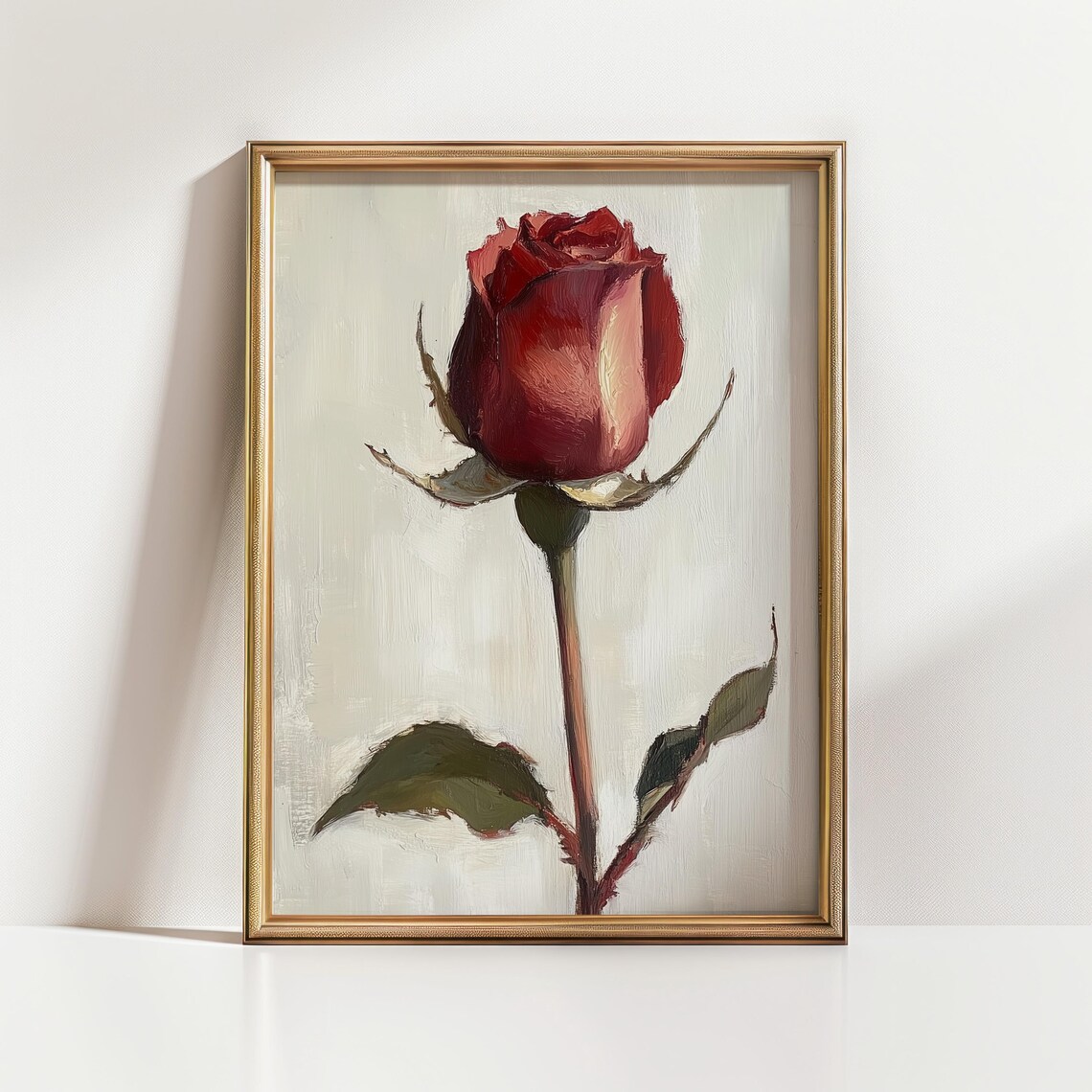 Single Red Rose Oil Painting Valentine Romantic Flower Poster - Image 6
