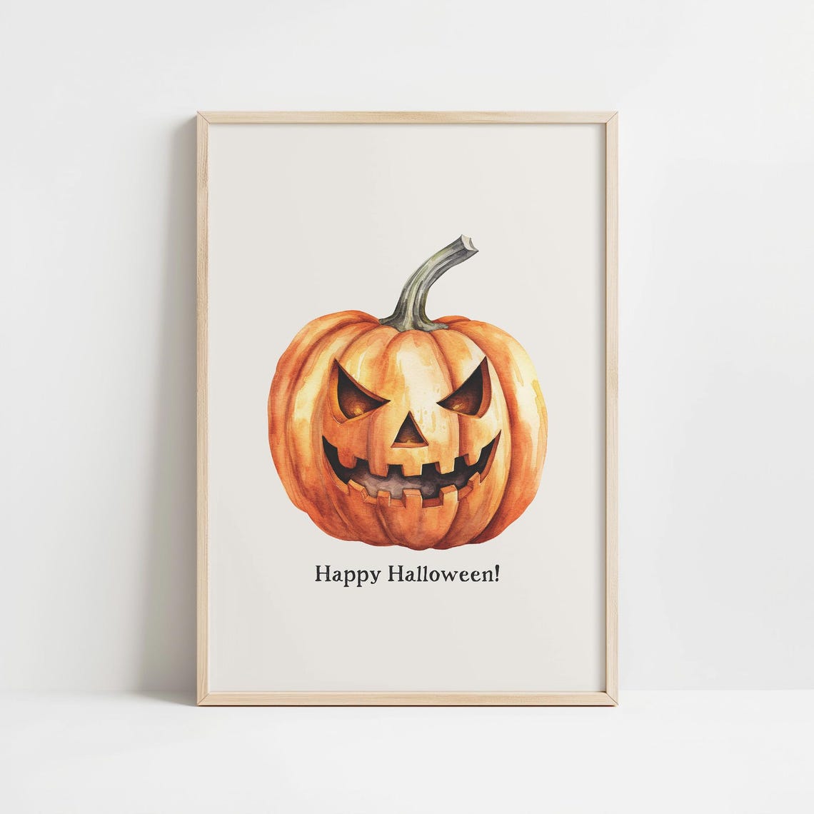 Happy Halloween Jack O Lantern Pumpkin Watercolor Art Poster - Image 3