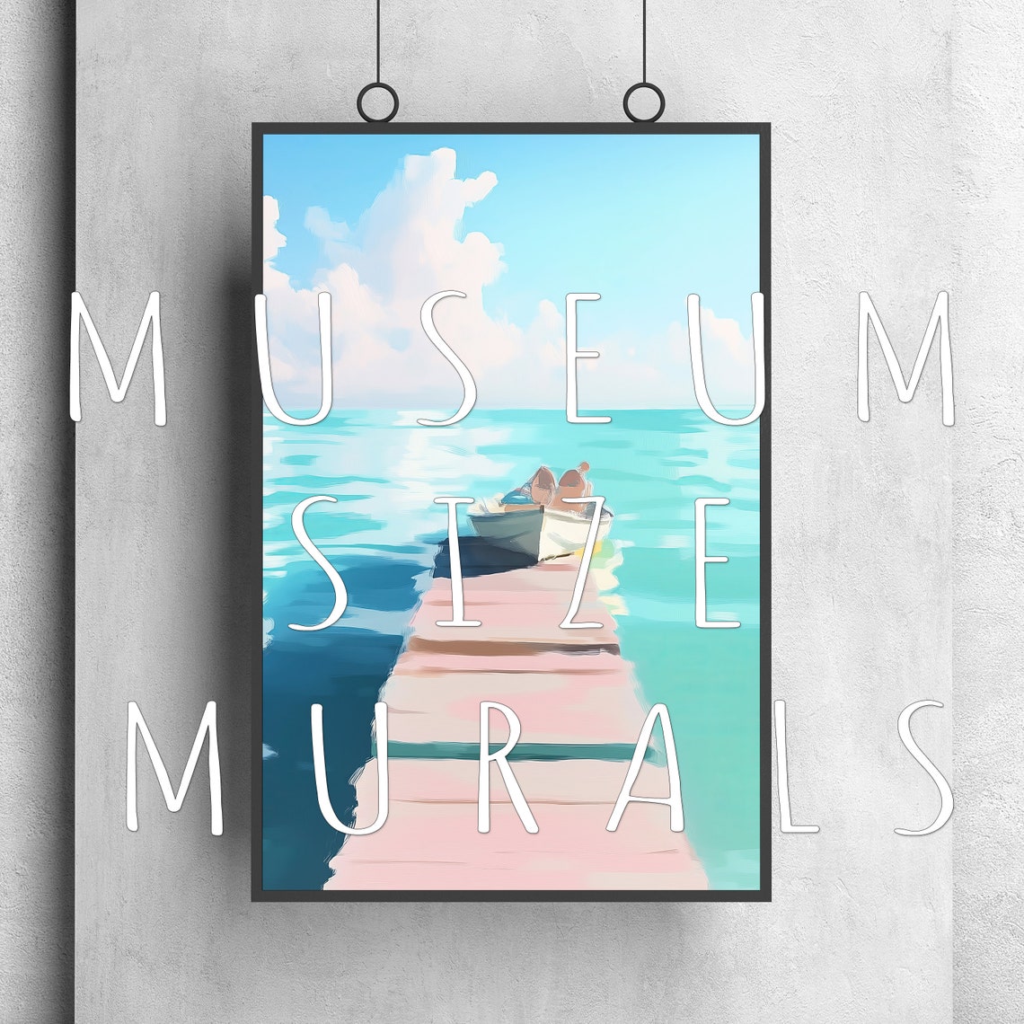 Wooden Dock With Rowboat Over Turquoise Water Peaceful Poster - Image 3