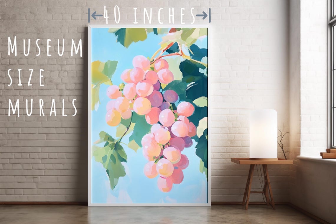 Elegant Grapes On A Tree Wall Art Vineyard Artwork Light Purple Grapes Rustic Purple Grape Prints Wine Themed Art Grapes Hanging Art - Image 5