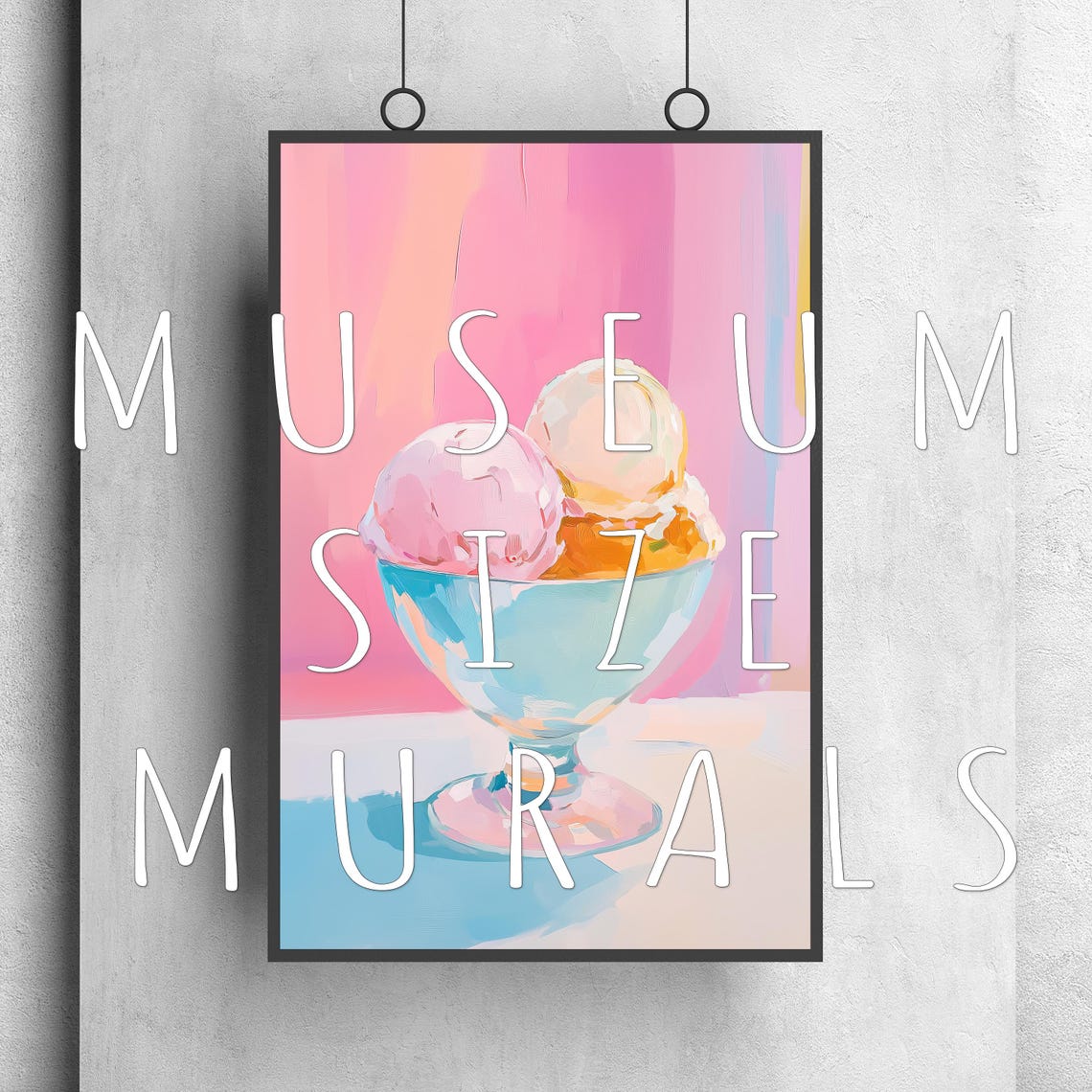 Pastel Ice Cream Scoops In Blue Glass Coupe Sweet Kitchen Art Poster - Image 3
