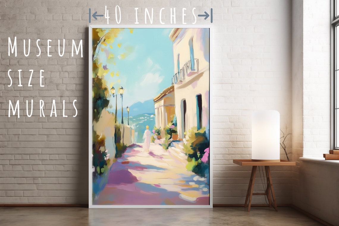 Coastal Town Street at Sunset Pastel Mediterranean Travel Poster - Image 5