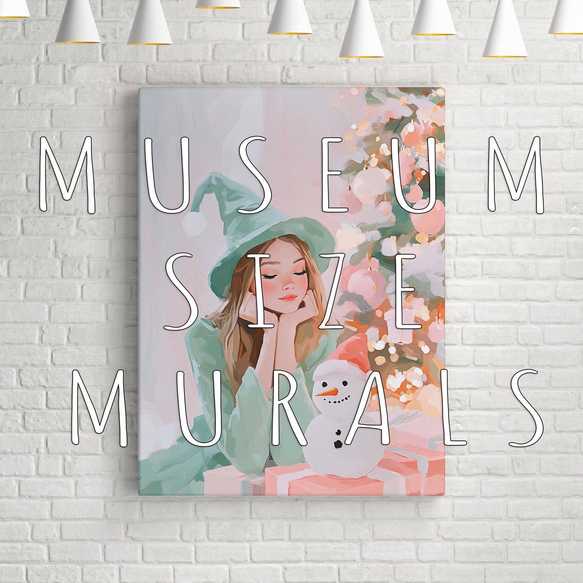 Pastel Christmas Fairy Her Snowmanl Christmas Fairy Art Snowman With Fairy Cute Fairy Painting Witch Hat Fairy Colorful Fairy Print - Image 3