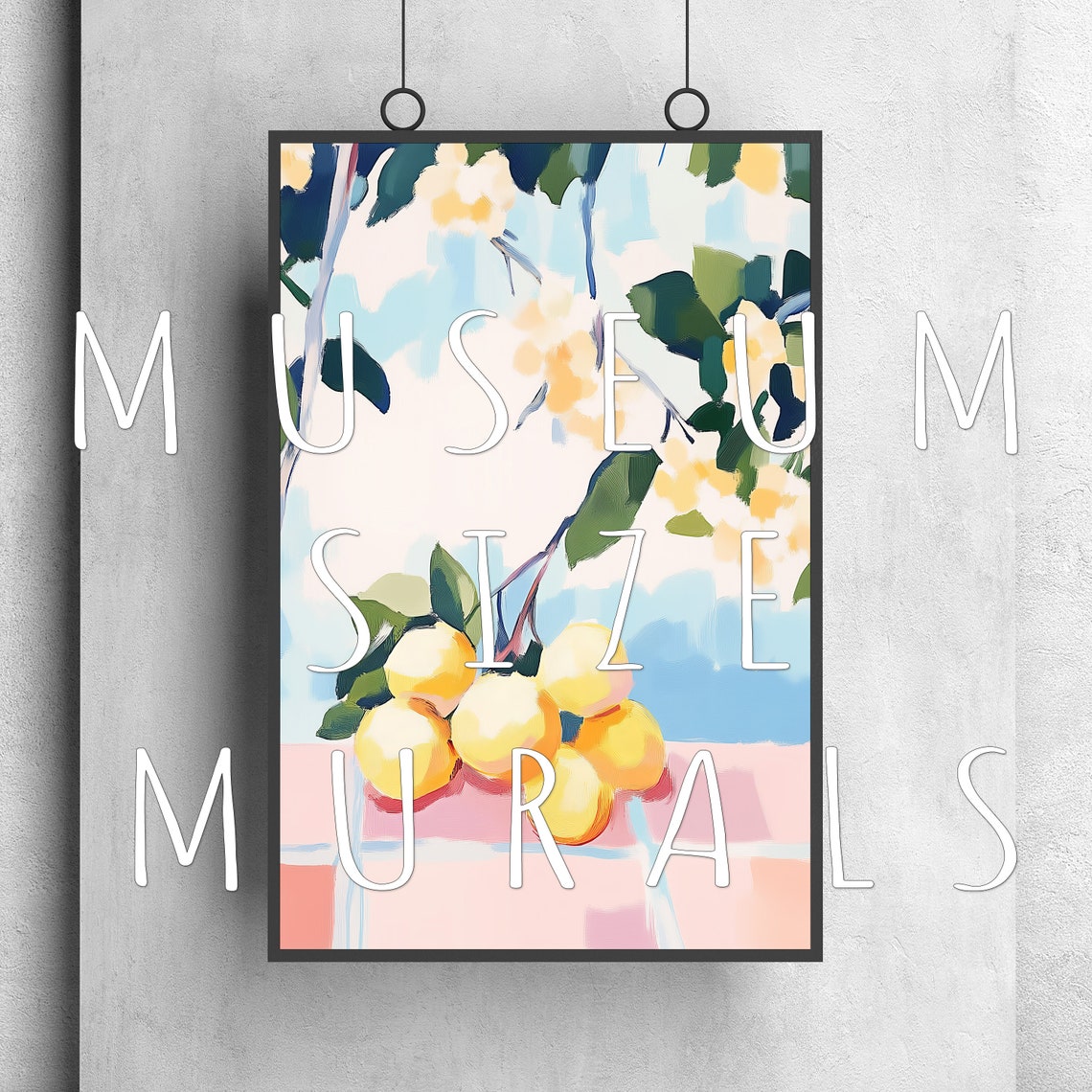 Ripe Lemons Branch Over Pink Tile Table Pastel Kitchen Citrus Poster - Image 3
