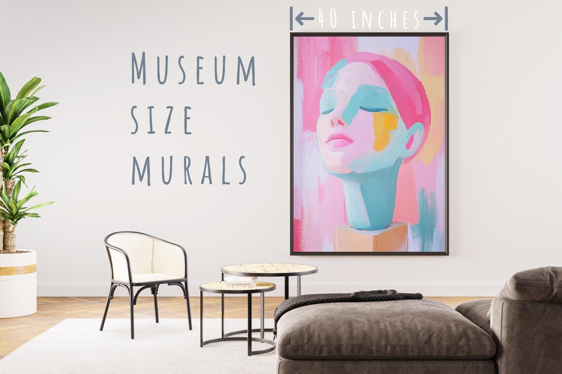 Abstract Woman Bust Pastel Pink Teal Feminine Sculpture Art Poster - Image 5