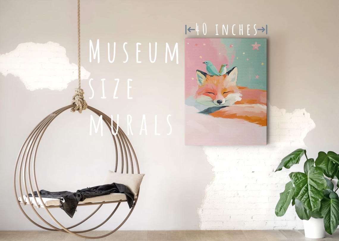 Cute Fox With Birds Print Pastel Fox Art Fox With Stars Winter Fox Art Fox In Snowflakes Wall Art Starry Night Fox Bird On Fox Art - Image 5