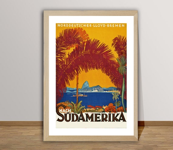 Nach Sdamerika Vintage Travel Poster Poster Paper Or Print Gift Idea Wall Decor