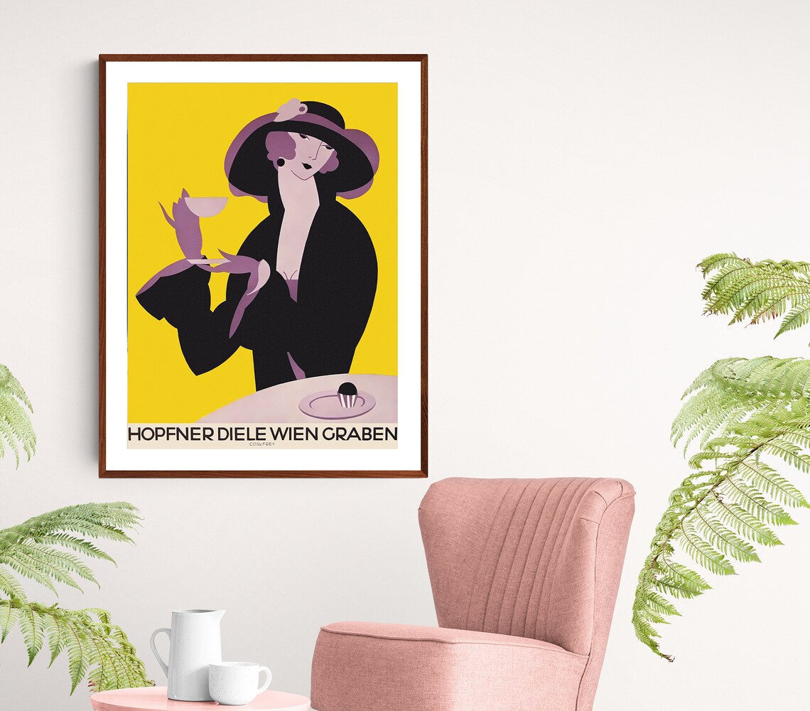 Afternoon Tea and Cupcake Vintage Art Deco Poster - Image 2