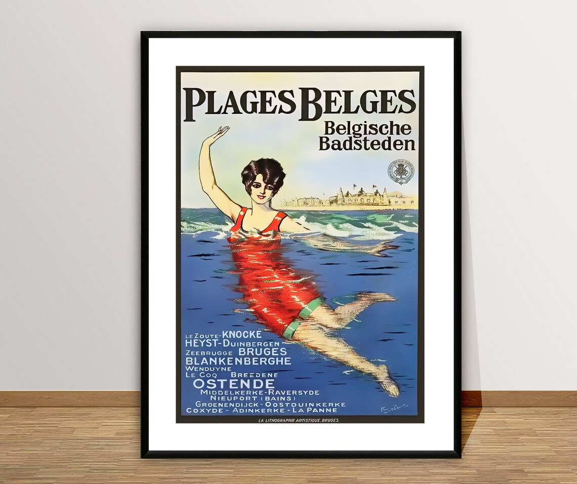Belgian Beach Towns Vintage Travel Poster Print - Image 2
