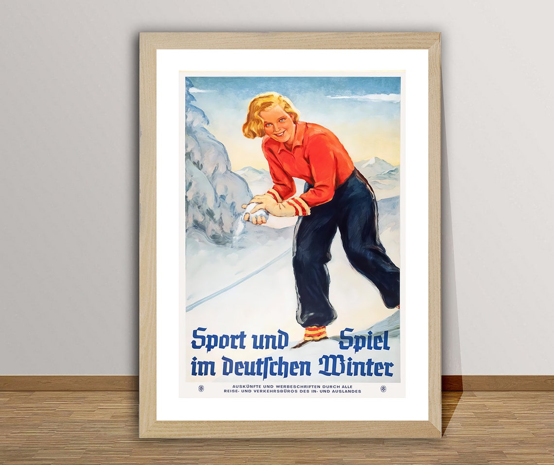 Sport und Spiel Deutscher Winter Vintage German Travel Poster - Image 2