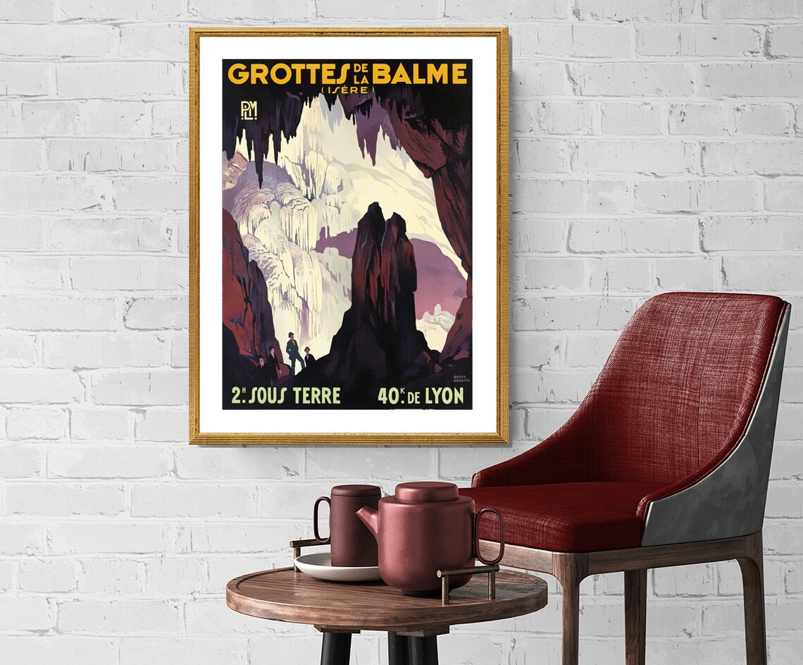 Grottes de la Balme Isère Vintage French Caves Travel Poster - Image 2