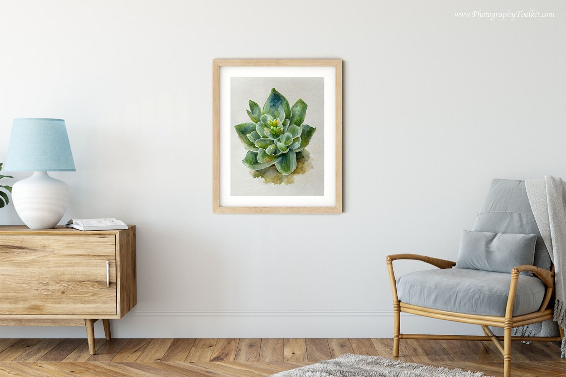Succulent Watercolor Green Rosette Plant Botanical Style Poster - Image 5