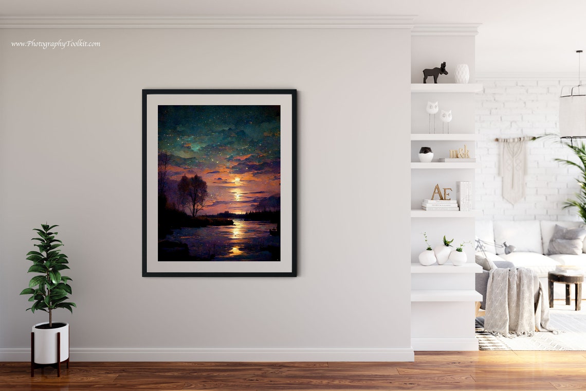 Night Sky Print Night Sky Wall Art Night Sky Wall Dcor Full Moon Magic Moon Wall Art Moon Phase Wall Art Moon Phases Print - Image 4