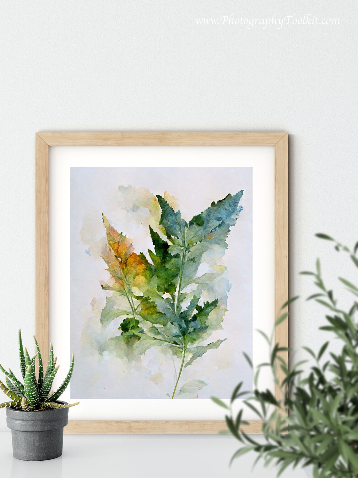 Elegant Botanical Green Leaves Watercolor Soft Nature Wall Art - Image 6