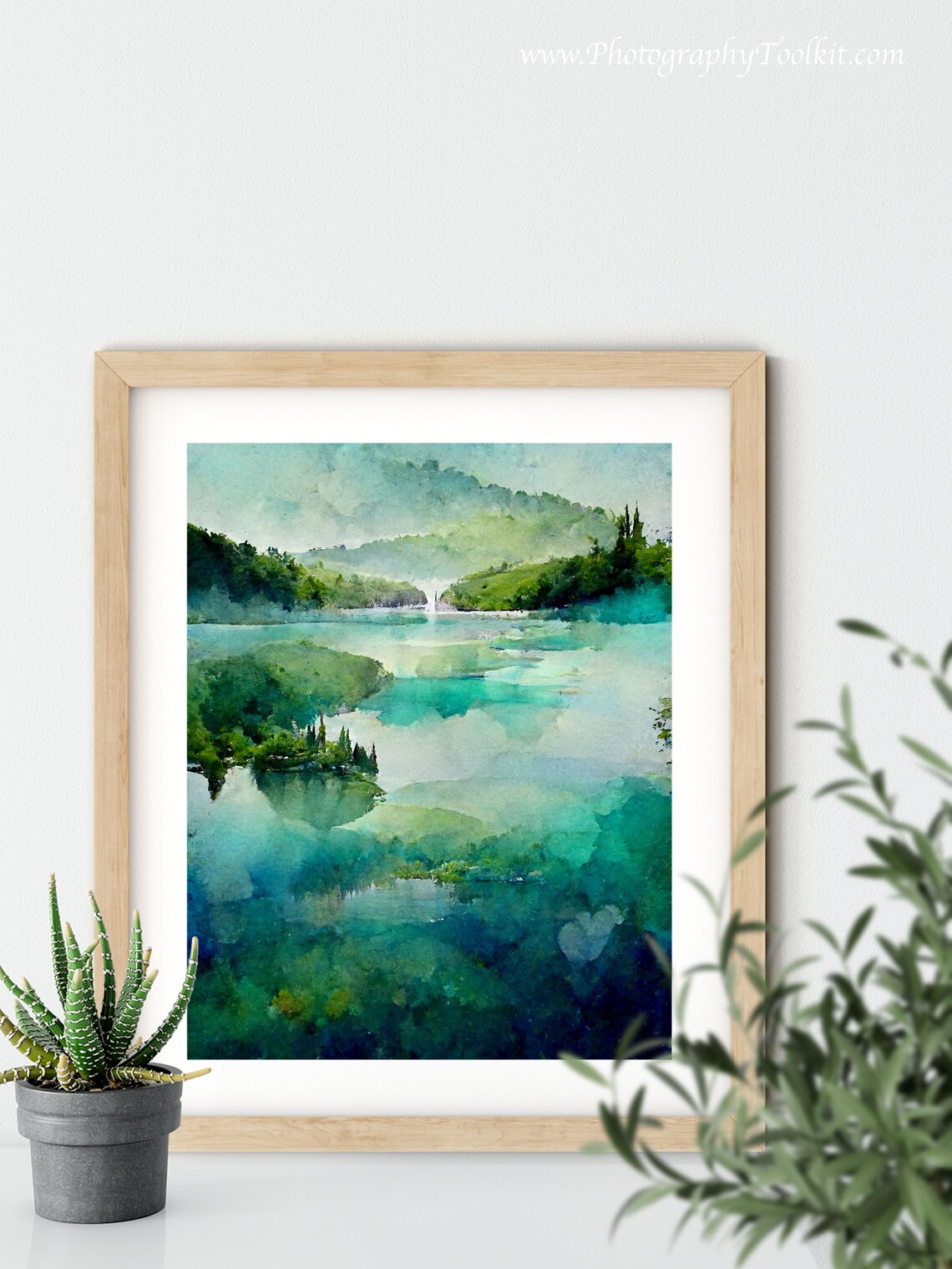 Plitvice Lakes Misty Emerald Lake Scenic Serene Watercolor Poster - Image 5