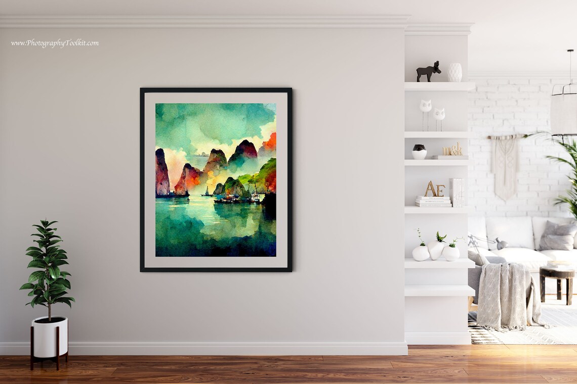 Ha Long Bay Vietnam Karst Peaks Boats Colorful Sky Travel Poster - Image 4