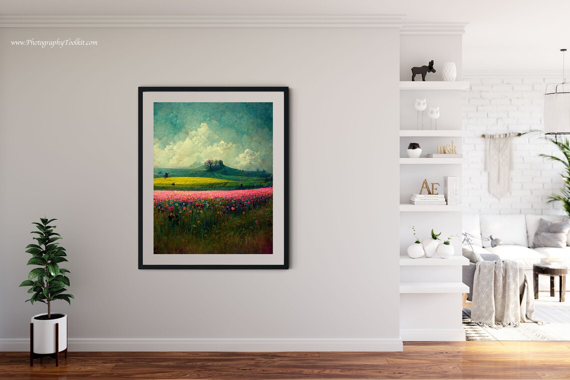 Spring Meadow Painting Vintage Landscape Art Print - Image 4