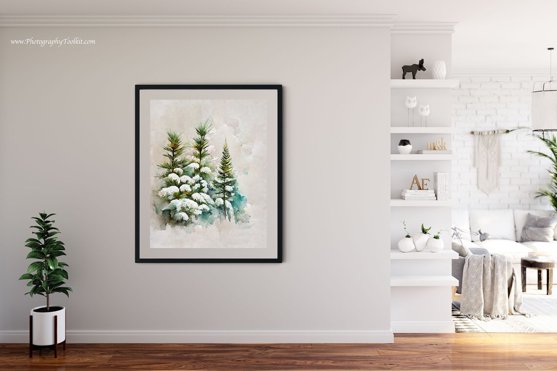 Snowy Trees Winter Landscape Art Print - Image 4