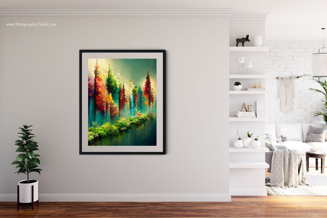 Vibrant Spring Landscape Forest Art Print - Image 4