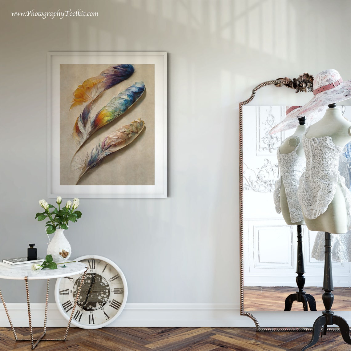 Feather Prints Feather 3 Feathers Feather Art Feather Wall Art Feather Poster Vintage Feather Print Rustic Wall Art - Image 4
