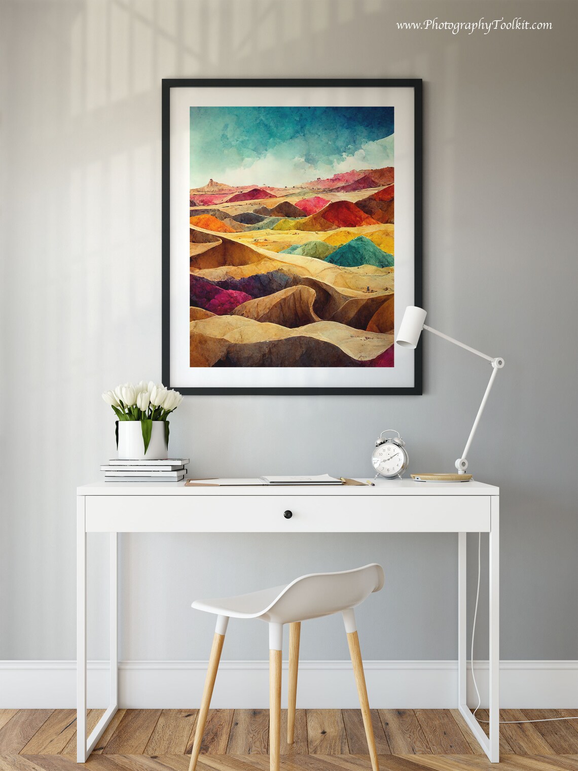 Painted Desert Colorful Badlands Hills Scenic Watercolor Poster - Image 2