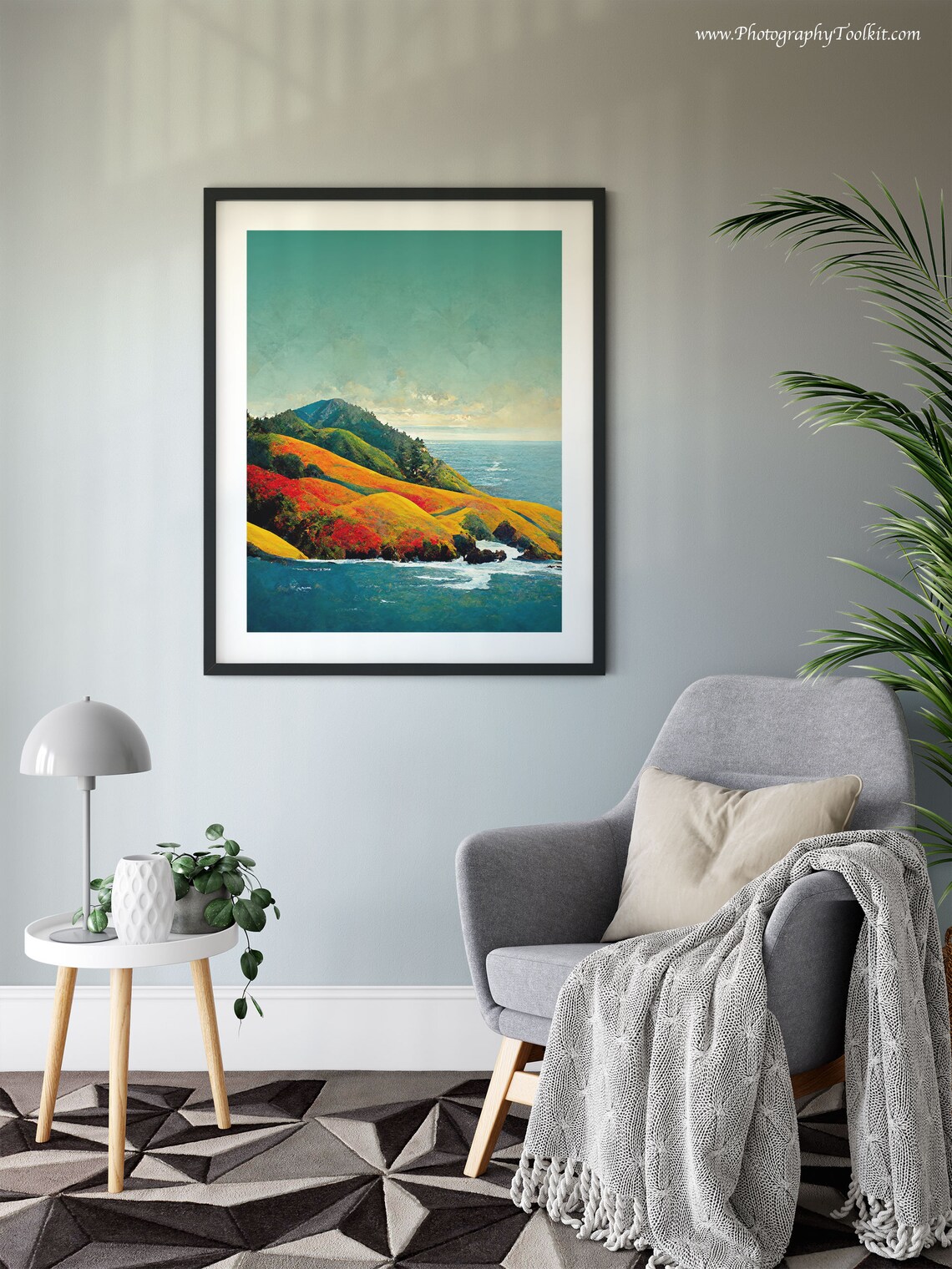 Big Sur Golden Cliffs Pacific Ocean Rolling Hills Coastal Landscape Print - Image 6