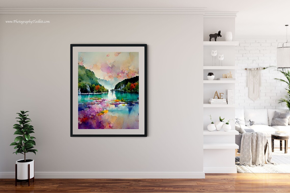 Plitvice Lakes National Park Travel Poster, Neutral Landscape - Image 4