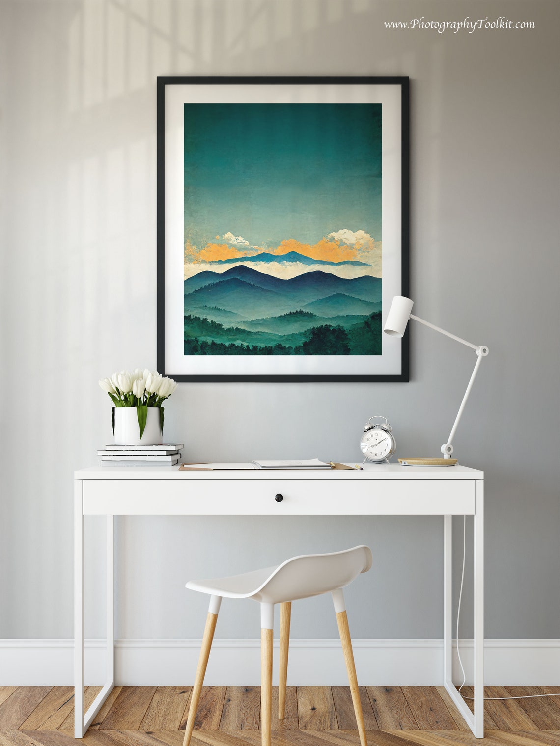 Blue Ridge Misty Mountain Layers Sunset Glow Scenic Wall Art - Image 2